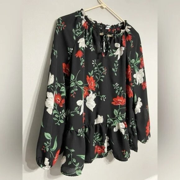 Old Navy Multicolor Floral Long Sleeve Babydoll Blouse womens Small - Picture 1 of 8